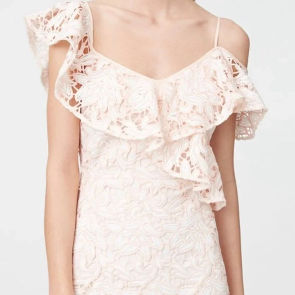 Club Monaco Nawale Lace Dress White Peach Size 0 - Picture 3 of 10